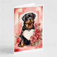 thumbnail image 1 of Carolines Treasures DAC4539GCA7P 5 x 7 in. Unisexe Rottweiler Valentine Roses Cartes de Vœux - Pack de 8, 1 of 1