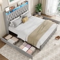 thumbnail image 1 of GloryStar Queen Platform Bed, Velvet Upholstered Frame with Storage Drawers, USB Charging, LED Lights, Wooden Slats, No Box Spring Required, Easy Assembly, 1 of 9
