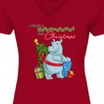 thumbnail image 4 of Inktastic I Want a Hippopotamus for Christmas Women's V-Neck T-Shirt, 4 of 5