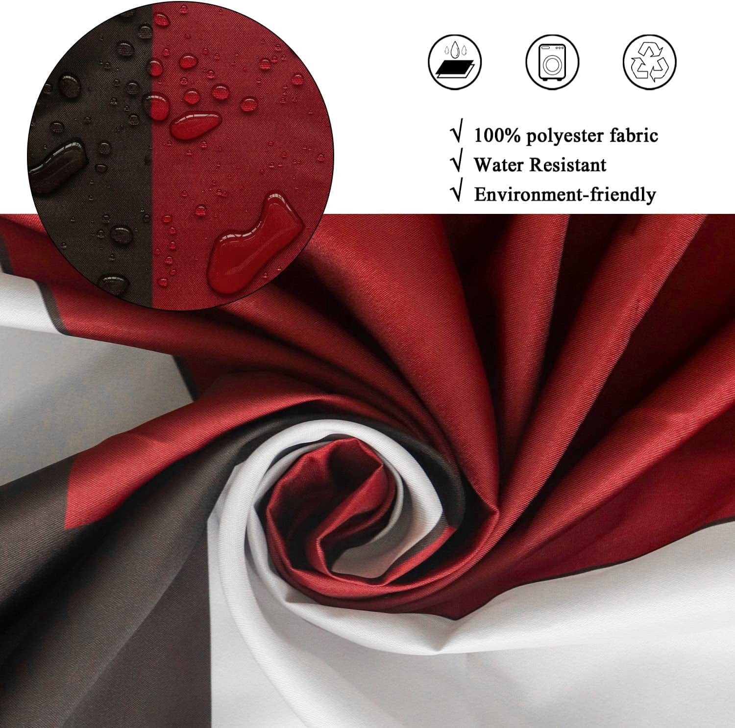 Burgundy Geometric Shower Curtain, Burgundy Grey Black Geometric Shower Curtain Contemporary Bathroom Curtain Bathtub Home Decor Waterproof Fabric Machine Washable with 12 Hooks