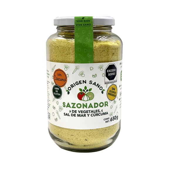 Sazonador Origen Sano de vegetales sal de mar y cúrcuma 650 g
