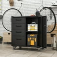 thumbnail image 3 of Olurrisa 35 inch Sturdy Metal Tool Storage Cabinet with Wheels - Tool Storage Cabinet for Garage, Office, and Home Organizer Solutions, Black/Gray, 3 of 11