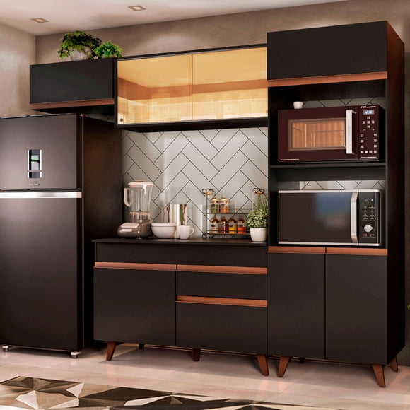 Madesa Gabinete de Cocina Integral Completa 260 cm Reims Negro 01