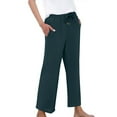 thumbnail image 5 of Wide Leg Linen Pants Women Summer Baggy Boho Casual Elastic Waist Long Lounge Travel Pants Trousers with Pockets Navy XL, 5 of 6