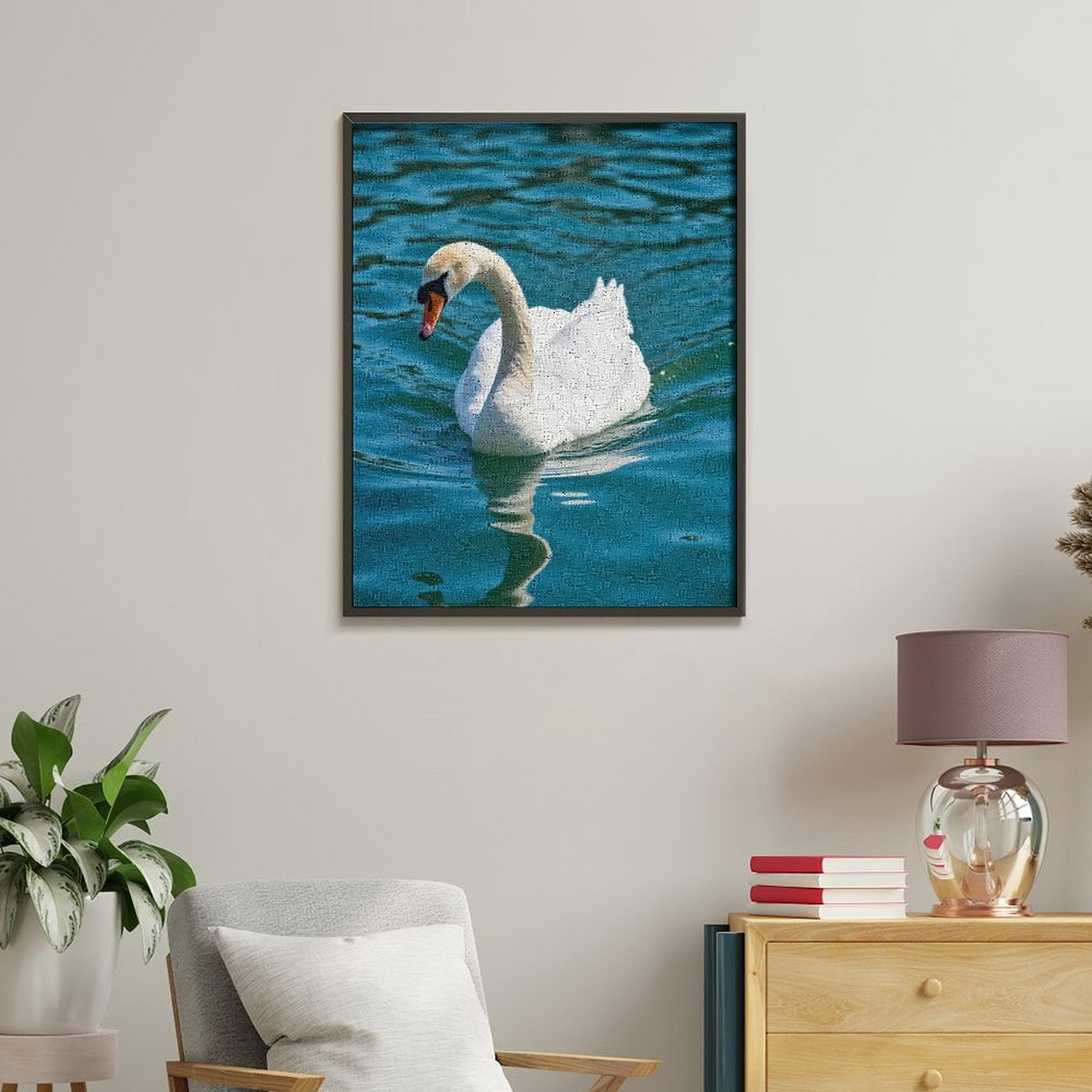 Paint by Numbers Kit for Adults, Graceful Swan Reflective Water Paint by Numbers, Easy Paint by Numbers Kit for Adults Beginner, DIY Adult Paint by Number Kits on Canvas, 12x16in Home Decor