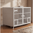 thumbnail image 2 of Heavy Duty 42 Inch Metal Dog Crate Cage, Open Top Escape Proof Kennel with Divider, Indoor Dog Cage on Wheels for Large Dog Two Dogs, Includes 2 Trays and Feeding Bowl, 2 of 8
