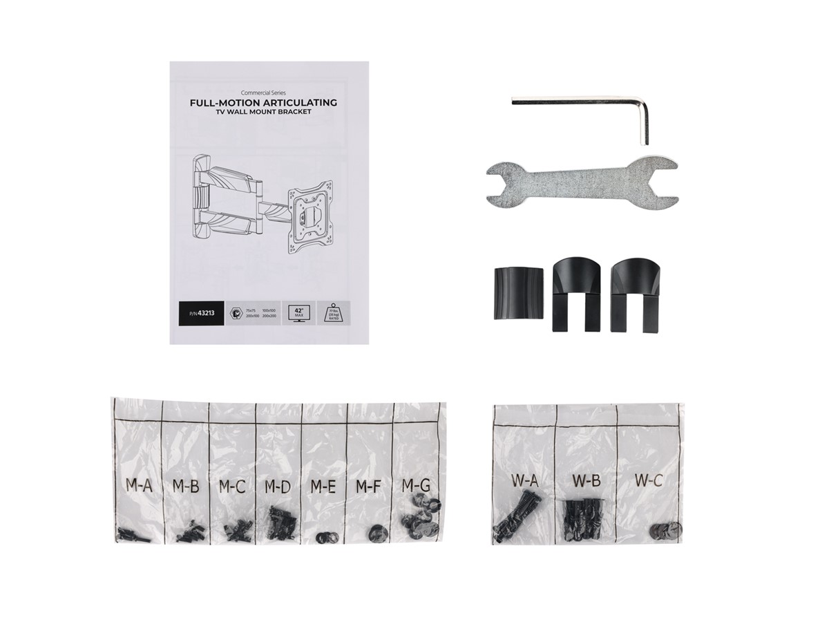 Monoprice Low Profile Full-Motion Articulating TV Wall Mount Bracket For TVs 23in to 42in, for Samsung, Vizio, Sharp, LG, TCL, Max Weight 77 lbs., VESA 200x200 - Commercial Series