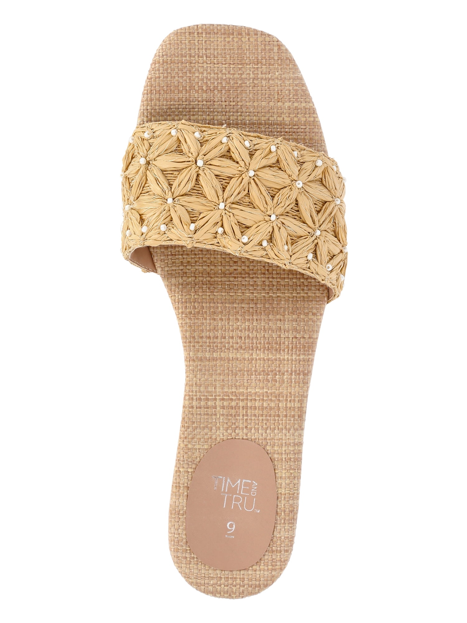Time and Tru Women's Raffia Slide Sandals