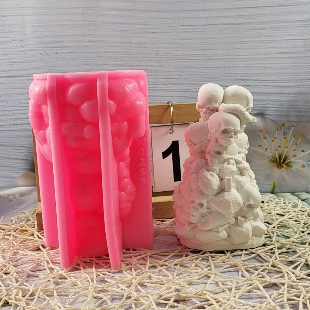 Halloween Skull Fingurine Silicone Molds Fondant Chocolate Silicone Molds for Epoxy Resin, Halloween Party Decoration