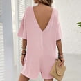 thumbnail image 5 of KyCheLot Summer Outfits for Women Rompers Knit Ribbed Short Sleeve Crewneck Tee Romper with Pockets, 5 of 7