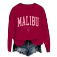 thumbnail image 5 of Women's Sweatshirt Malibu Letter Print Fall Crewneck Sweatshirt Relaxed Fit Basic Top Essential Casual Outfit Hoodie Women Red XXL, 5 of 6