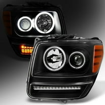 AKKON - For 2007 2008 2009 2010 2011 2012 Dodge Nitro Dual CCFL Halo Black Projector Full LED Turn Signal Headlights