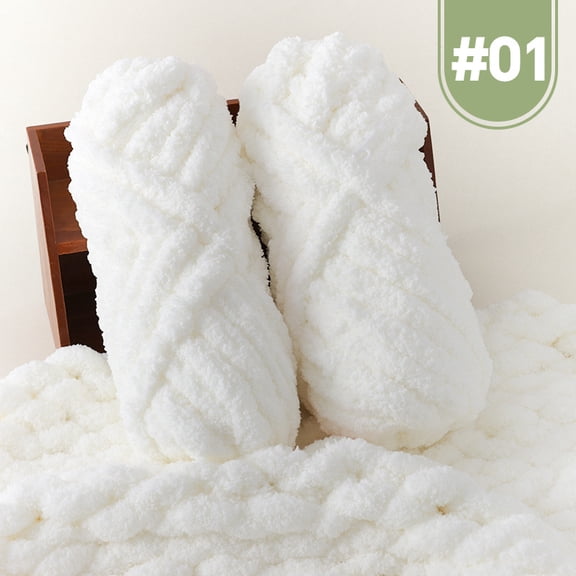 XmhyTop-A 500g Jumbo Cotton Acrylic Yarn Chunky Knitting Yarn for Hand Knitting, Soft Variegated Yarn, White