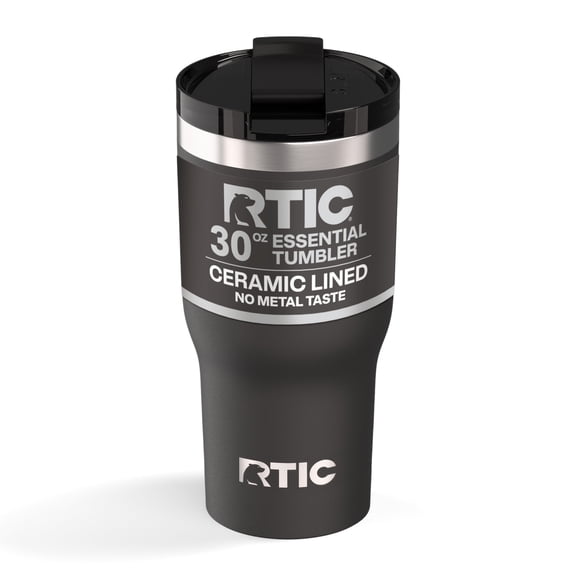 RTIC Essential 30 oz Leak-Resistant Lid Ceramic Lined Tumbler, Black