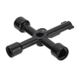 thumbnail image 1 of Llave de utilidad de 4 vías Uxcell, llave multifuncional en forma de triángulo y cuadrado para abrir armarios eléctricos de válvulas en color negro, 1 of 6