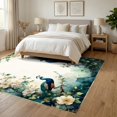thumbnail image 3 of ODIKA 6'x9' Ultra-Soft Area Rug, Bathroom Vintage Symmetrical Plume Display Watercolor Classical None Washable, Bare feet friendly, Silk-Touch for Guest Room, Bedroom, 3 of 7