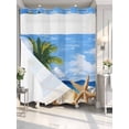 thumbnail image 4 of Summer Palm Tree No Hook Shower Curtain Waterproof, Bathroom Curtains with Snap in Liners and See Through Top Window, Beach Ocean Coastal Starfish Shells Hotel Style Bathtub Curtains Shower 72"Wx78"L, 4 of 8