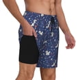 thumbnail image 2 of Kdxio Squirrel Flower Print Men's Swim Trunks with Compression Liner 7 Inch Inseam Quick Dry Swim Shorts, 2 of 7