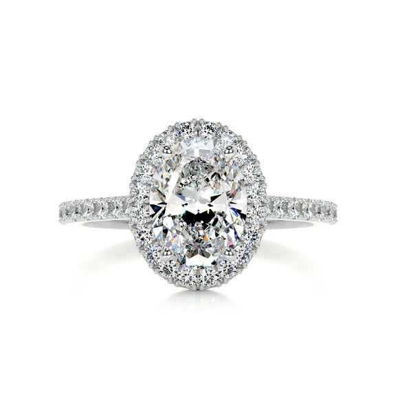 Blue Jewelry Oval Cut Excellent 1.9 Ct Moissanite Rings - 14K White Gold Plated Rings - Wedding Rings - Eternity Moissanite Rings - Halo Moissanite Rings