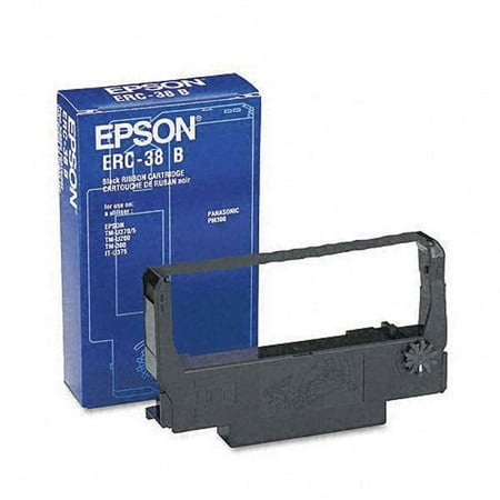 Epson 7753 Black Ribbon - 12 X Epson ERC-38B Black Fabric Ribbon (3M Characters)(12) pack of OEM ERC-38B