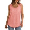 thumbnail image 3 of Womens Summer Tank Tops Loose Sleeveless Tops Ribbed Trim Scoop Neck Curved Hem Tunic Blouses 2024 Basic Tee Shirt, 3 of 6