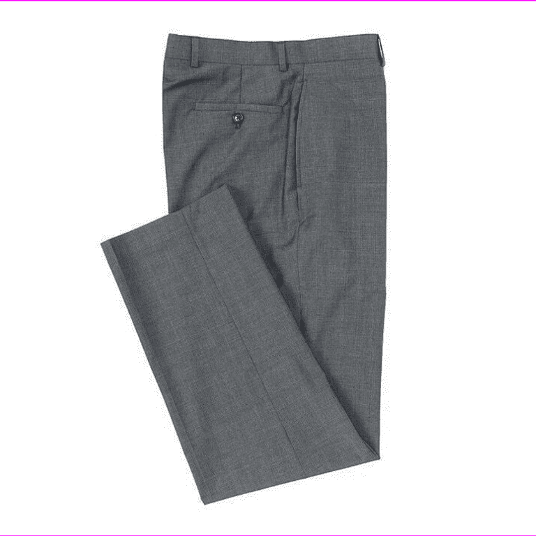 Ralph Lauren Men Slim Fit Flat Front Plaid Light Grey Dress
