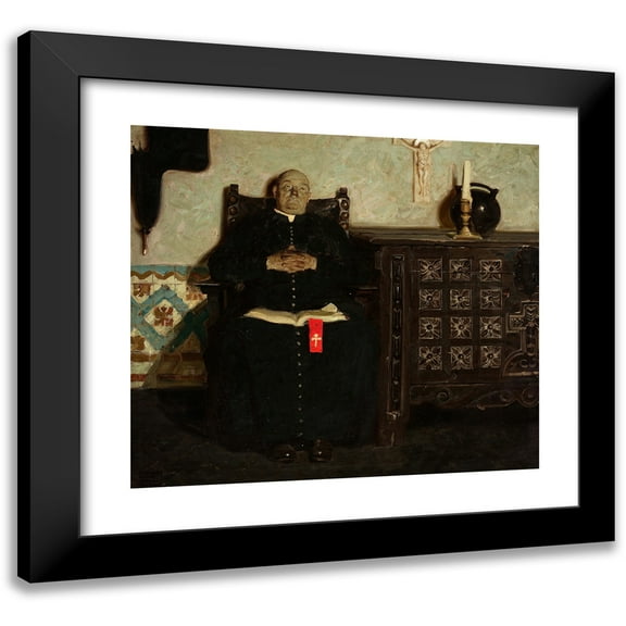 Dean Cornwell 13x12 Black Modern Framed Museum Art Print Titled - Priest, Spanish City (1921)