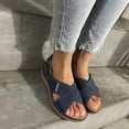 thumbnail image 5 of HAOTAGS Womens's Casual Walking Sandals Wide Width Cross Strap Summer Wedge Sandals Blue Size 8.5, 5 of 7
