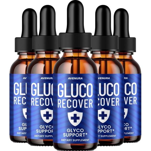 Gluco Recover Liquid Drops – GlucoRecover Extra Strength Natural Blend Healthy Organic Support, 5 Pack, 5 Month Supply