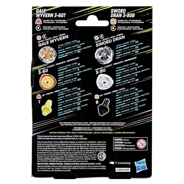 Beyblade X Gale Wyvern & Sword Dran Dual Pack for Toy Stores