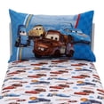 thumbnail image 5 of Disney Cars Radiator Springs White Blue and Red Lightning McQueen and Tow-Mater 2 Piece Toddler Sheet Set - Fitted Bottom Sheet and Reversible Pillowcase, 5 of 5