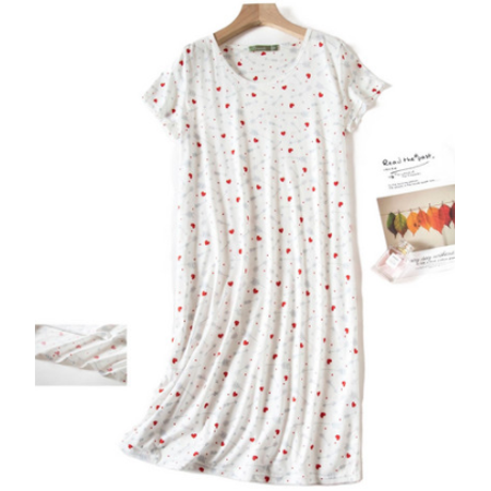 

Women s Cotton Nightgown Sleepwear Short Sleeves Shirt Casual Print Sleepdress
