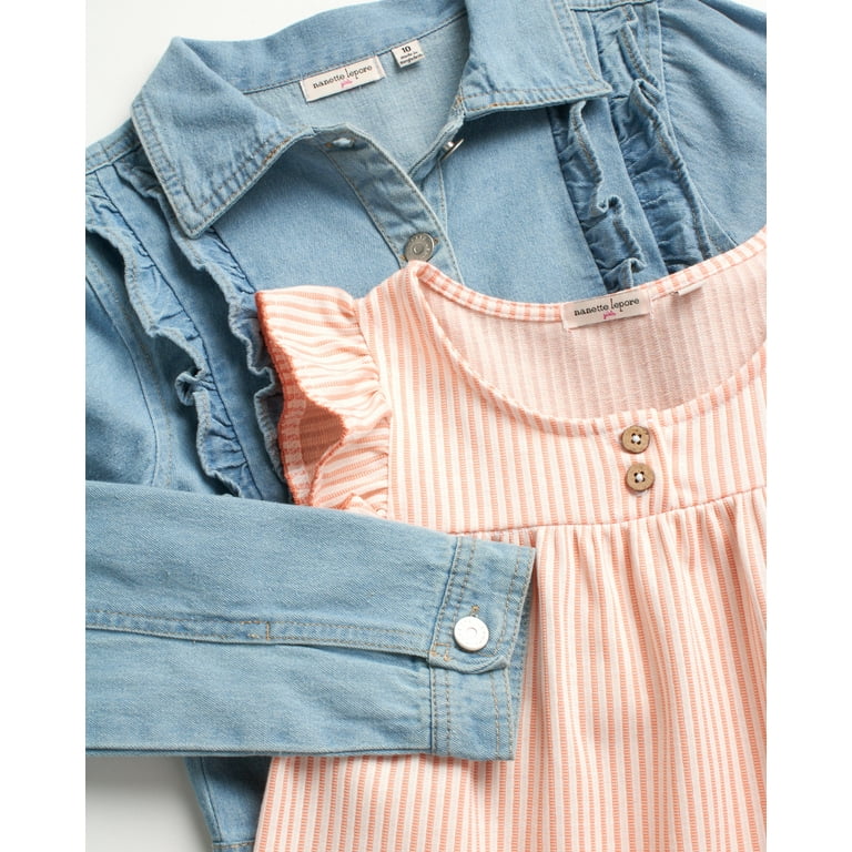 Nanette Lepore Girls Dress Set 2 Piece Sundress and Denim Jean Jacket Size 7 12 Walmart