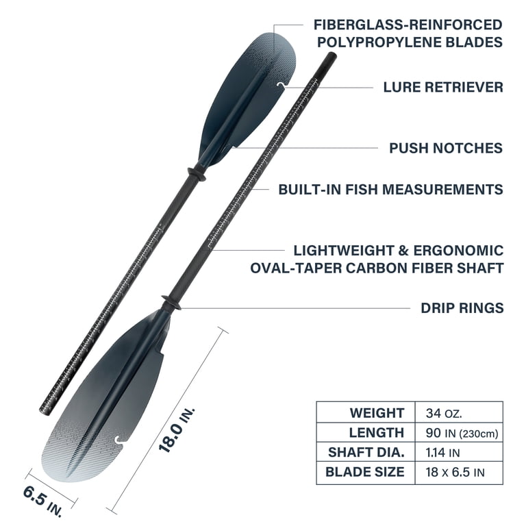 D Drift Carbon Fiber Kayak Paddle, 90.55", Blue photo 4