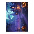 thumbnail image 3 of Halloween Table Cloth Rectangle Table 54x72in, Halloween Purple Pumpkin Castle Water-Repellent Table Cover Halloween Decor, Tablecloth Wrinkle Resistance for Halloween Decorations, 3 of 6