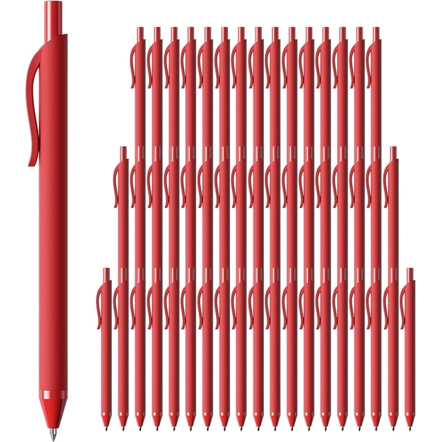 50 Pack Red Ink Pens - Bulk Pens, 1.0MM Medium Point Ballpoint Pens, Smooth Writing No Bleed Retractable Ball Point Pen (Red)