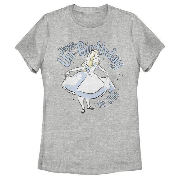 Women's Alice in Wonderland Happy Un-Birthday To Me  Graphic Tee Athletic Heather Medium