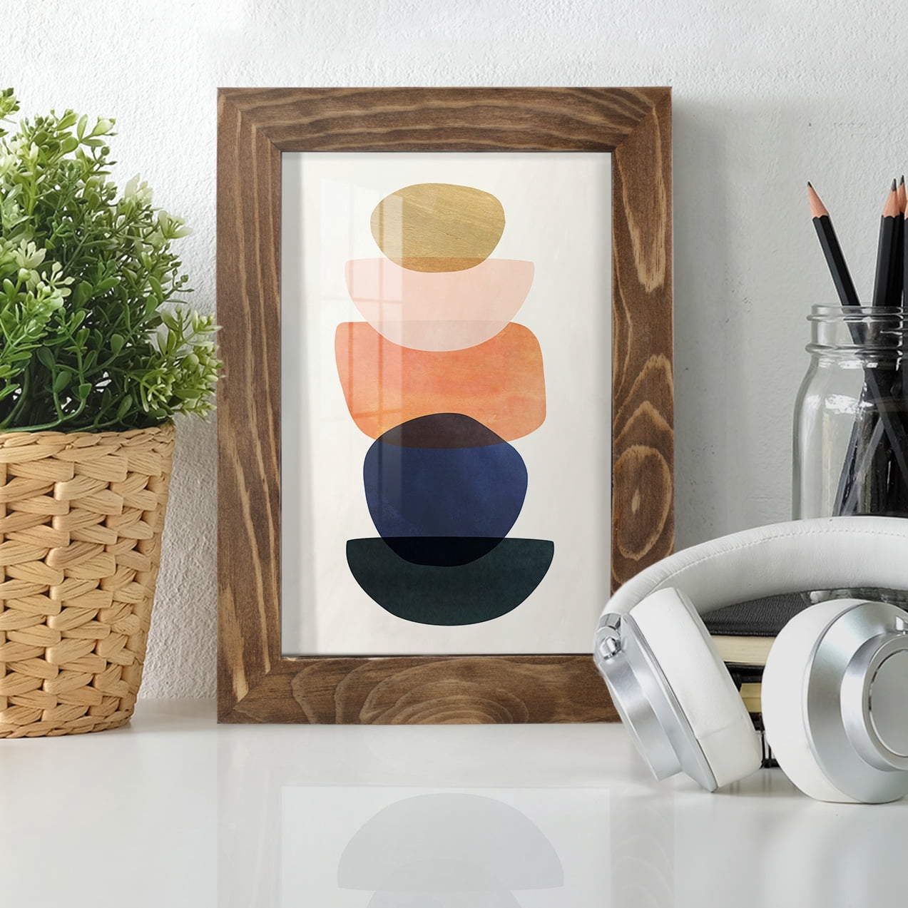 Mod Pods II -Framed Print w/glass-Walnut