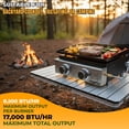 thumbnail image 2 of Martin MGP-22 Tabletop Propane Griddle - 2-Burner Portable Flat Top Grill, Gas Plancha BBQ for Outdoor Cooking, Camping Kitchen, Tailgating, 2 of 8