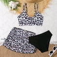 thumbnail image 2 of vigerkar Girls' 3 Piece Set Floral Print Bikini Swimsuit with Beach Skirt Cute Ruched Bathing Suit (Black, 13-14 Years), 2 of 6