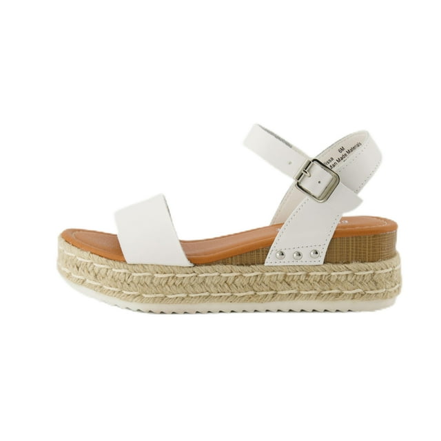 CUSHIONAIRE Sandale Espadrille à Plateforme Compensée pour Femme Melissa, Blanc, 7.5