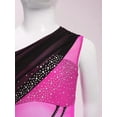 thumbnail image 5 of SiiRoh Kids Girls Sparkly Sleeveless Asymmetrical Gymnastics Leotard Ruched Ballet Lyrical Dance Dress Hot Pink 6, 5 of 7