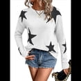 thumbnail image 1 of Suéter Informal de Punto con Cuello Redondo y Hombros Caídos con Estampado de Estrellas para Mujer L, 1 of 9