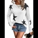 thumbnail image 1 of Suéter Informal de Punto con Cuello Redondo y Hombros Caídos con Estampado de Estrellas para Mujer XL, 1 of 9