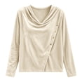 thumbnail image 7 of Womens Velvet Cowl Neck Tops Elegant Casual Long Sleeve Fall Winter Loose Fit Pullover Blouse Khaki S-2XL, 7 of 7