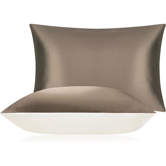 shiyou-100% Mulberry Silk Real Silk Pillowcase, Used for Hair and Skin, Silk Pillowcase one Side (Coffee Color, 1 Pack Standard Size 20"x26")