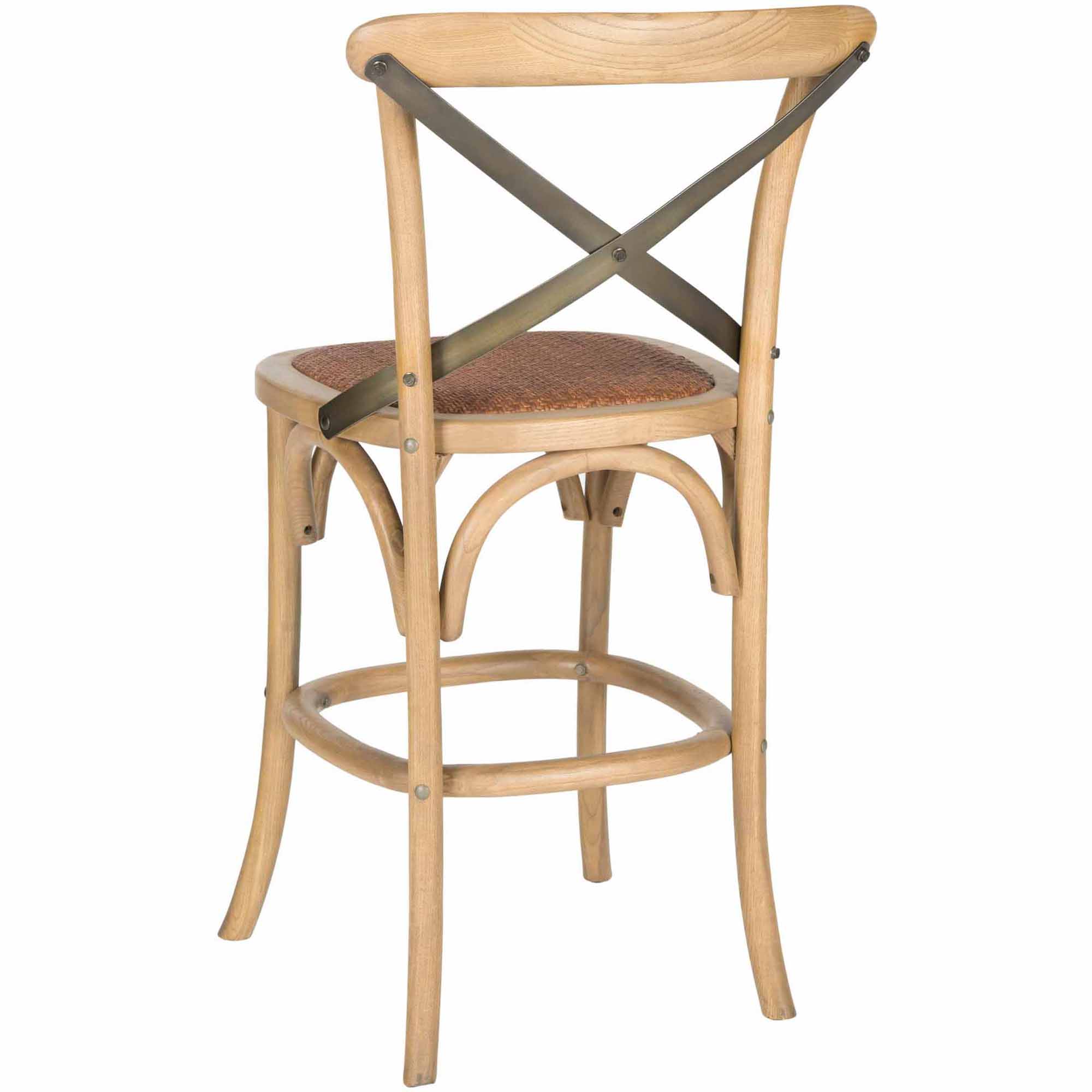 SAFAVIEH Eleanor X-Back Bistro Rustic Counter Stool with Footrest, Weathered Oak/Medium Brown