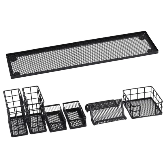 Multifunctional Pen Holder Set Office Pencil Containers For Desk Mesh Metal