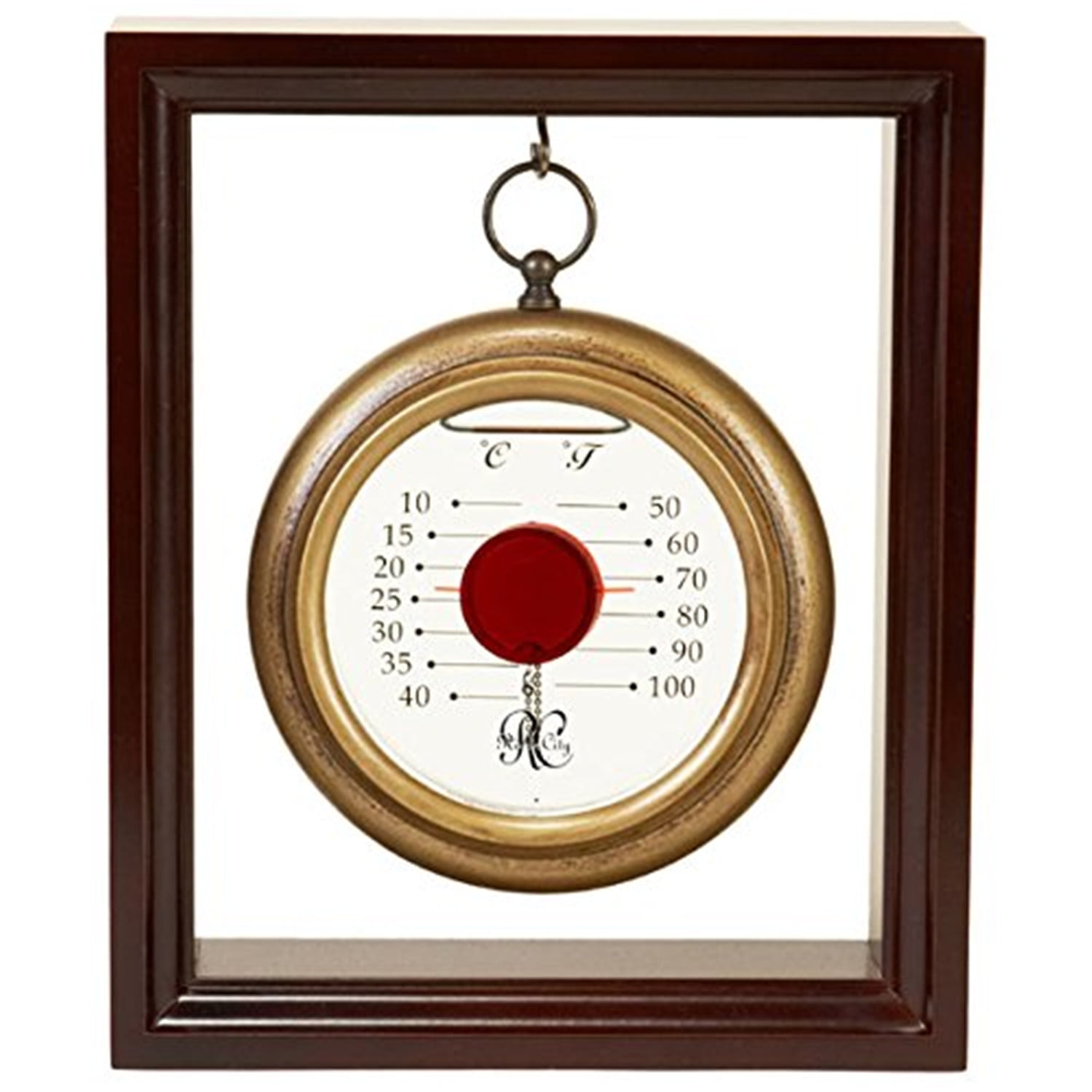 Hanging Galileo Thermometer with Cherry Finished Wood Frame