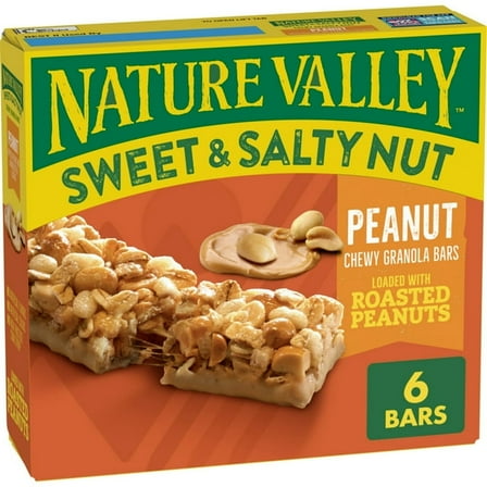 Nature Valley Granola Bars, Sweet and Salty Nut, Peanut, 6 Bars, 7.2 oz (Pack of 2)